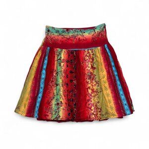 Vintage Y2K Xhilaration Multicolor Short‎ Skirt Festival Boho Bold-Print Vibrant